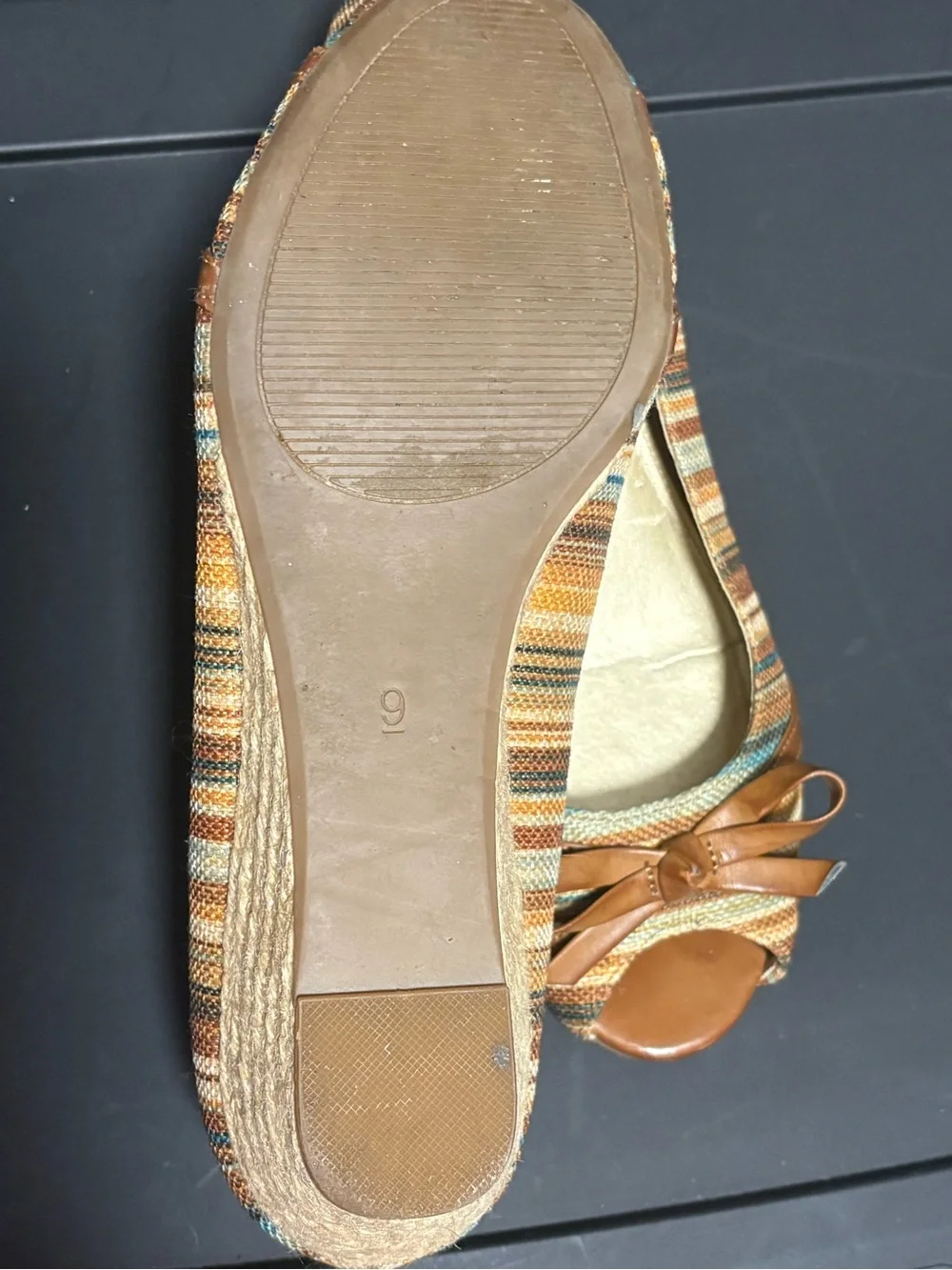 Kelly & Katie Striped Wedge Pumps in Brown Multi-Color